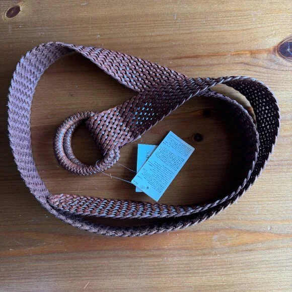 NWT Banana Republic Lightweight Brown Leather Braided Belt in Women's Large - Picture 7 of 9